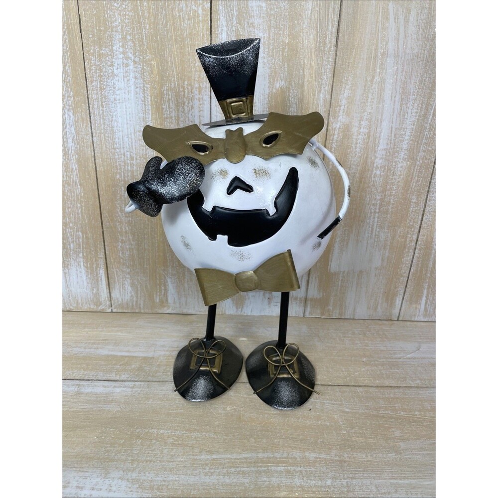 Masked Jack-o-Lantern Halloween Pumpkin Metal Figure Benedict & Leopold
